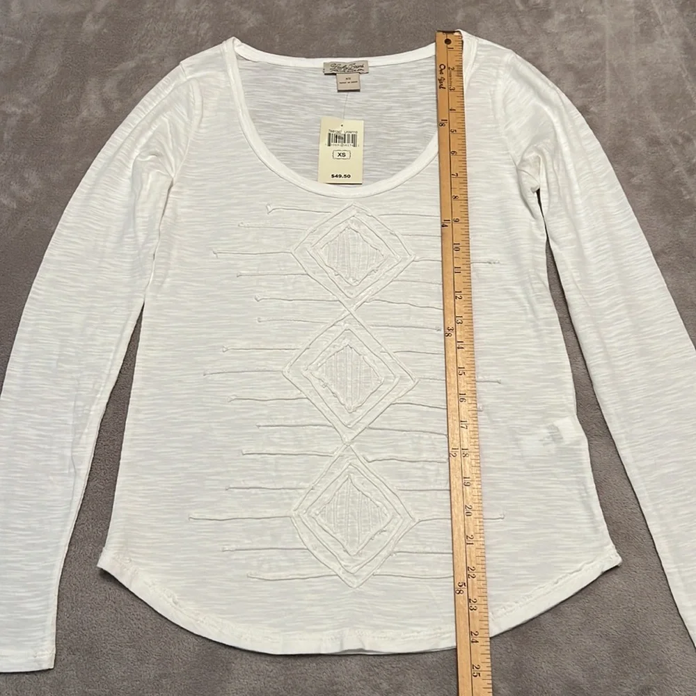 NWT Lucky Brand White Long Sleeve Scoop Neck Tee - Picture 8 of 15